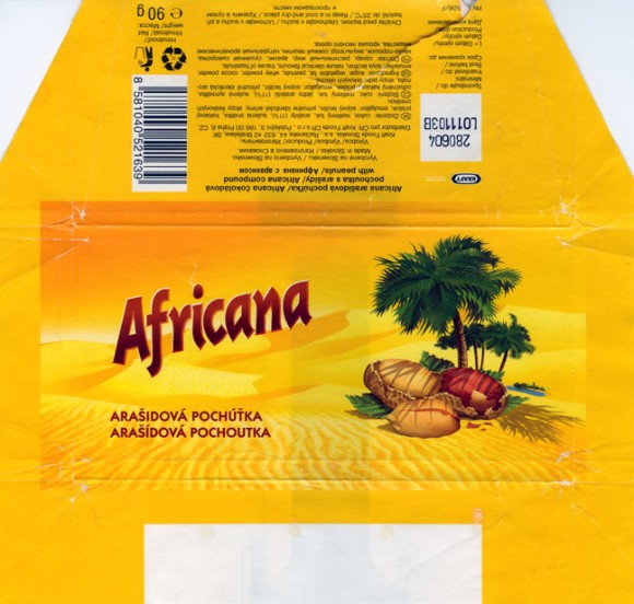 Africana, compound milk chocolate with peanuts, 90g, 01.11.2003, 
Kraft Foods Slovakia, Bratislava, Slovakia
