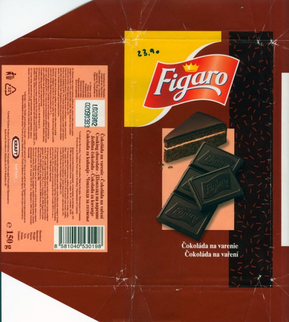 Figaro, dark chocolate ,150g, 02.09.2002
Kraft Foods Slovakia, Bratislava, Slovakia