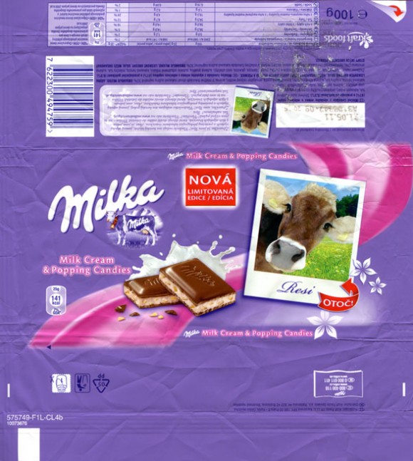Milka, milk cream and popping candies, 100g, 21.05.2010, Kraft Foods Slovakia, Bratislava, Slovakia