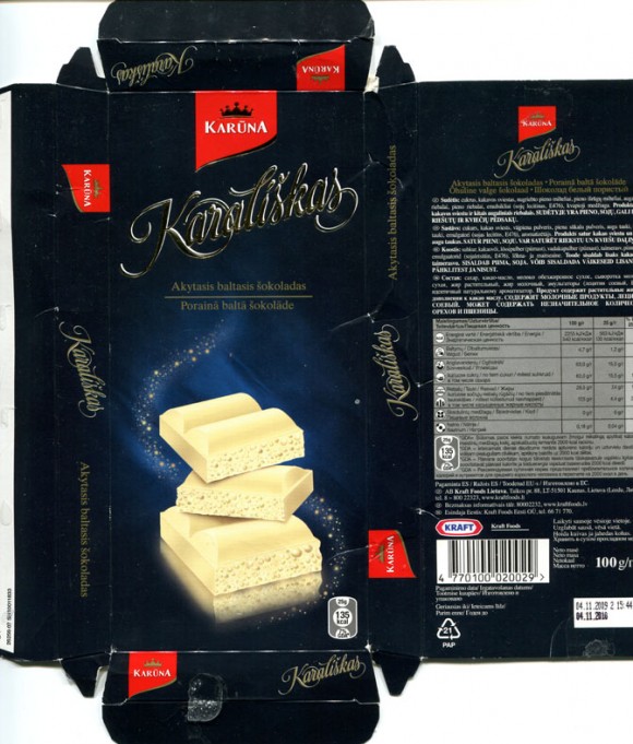 Karaliskas, white air chocolate, 100g, 04.11.2009, Kraft Foods Lietuva, Kaunas, Lithuania