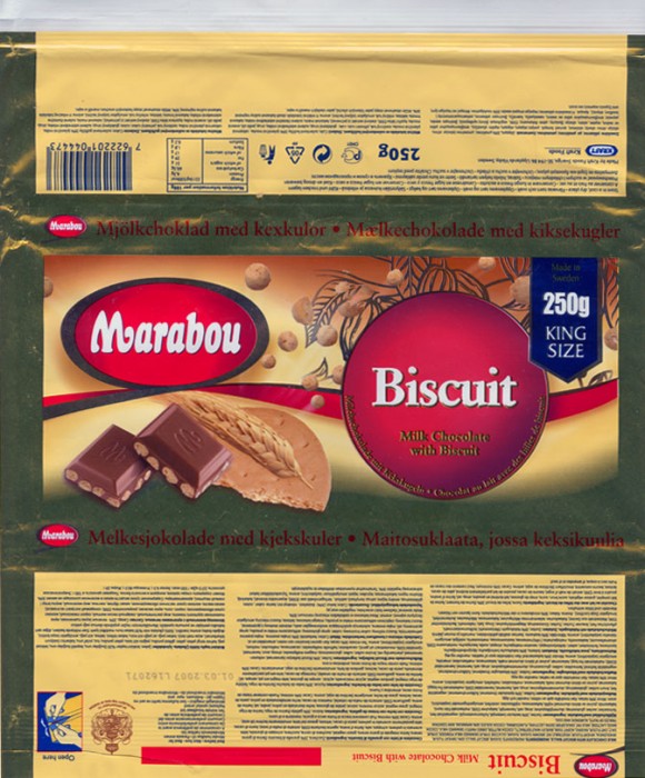Marabou, milk chocolate with biscuit balls, 250g, 01.03.2006, Kraft Foods Sverige, Angered, Sweden