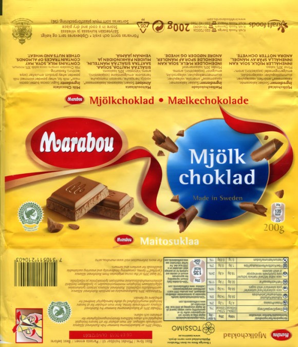 Marabou, milk chocolate, 200g, 09.01.2012, Kraft Foods Sverige, Sweden