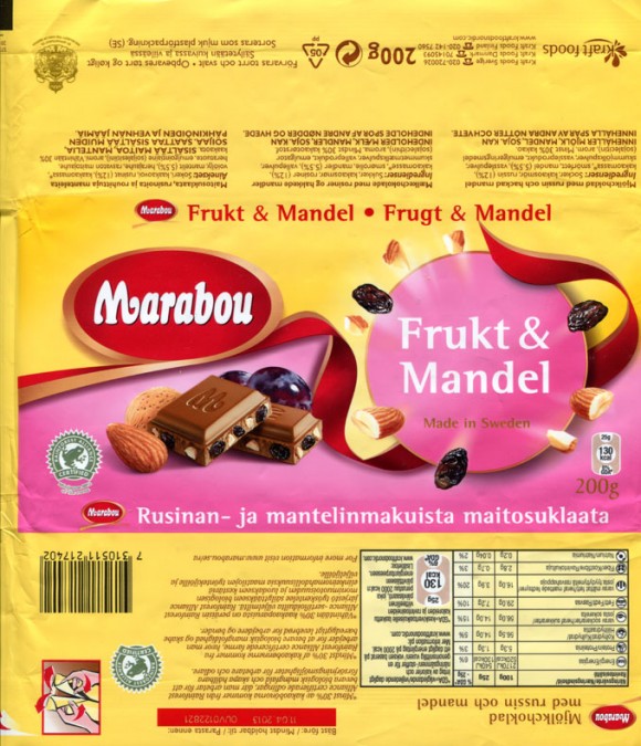 Marabou, milk chocolate with raisins and nuts, 200g, 11.04.2012, Kraft Foods Sverige, Sweden