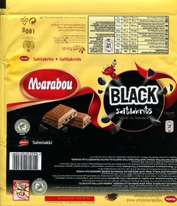 Marabou, milk chocolate with saltlakrits pieces, 180g, 23.06.2013, Kraft Foods Sverige, Sweden
