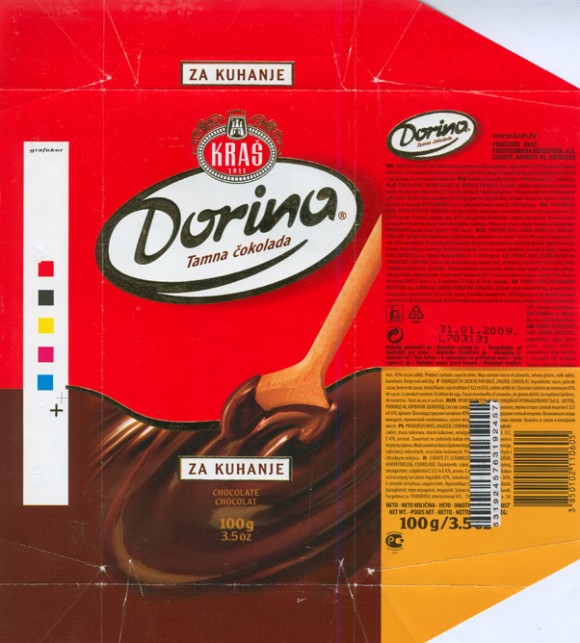 Za kuhanje, Dorina, dark chocolate, 80g, 31.01.2008, Kras, Zagreb, Croatia