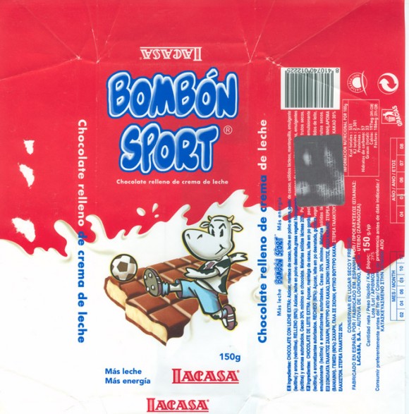 Bombon sport, 150 gr, 08.2004
Lacasa, S.A Utebo (Zaragoza)