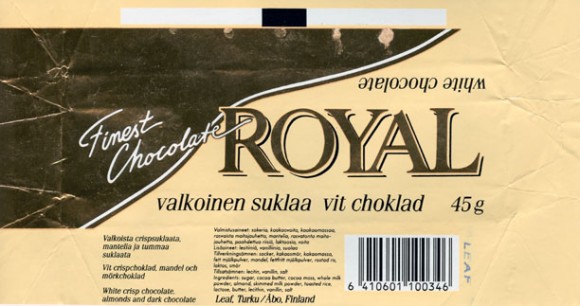 Royal, white chocolate, 45g, 
Leaf, Turku, Finland