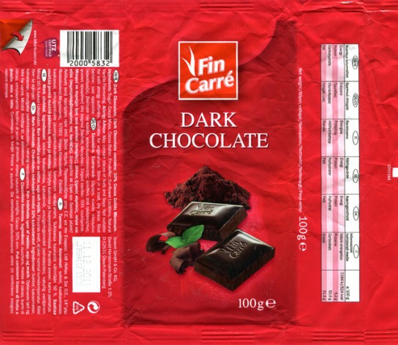 Fin Carre, dark chocolate, 100g, 11.12.2012, Lidl Stiftung&Co.KG, D-74167 Neckarsulm, Germany