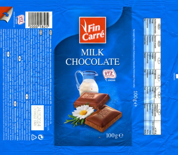 FinCarre, milk chocolate, 100g, 24.05.2013, Lidl Stiftung&Co.KG, Neckarsulm, Germany