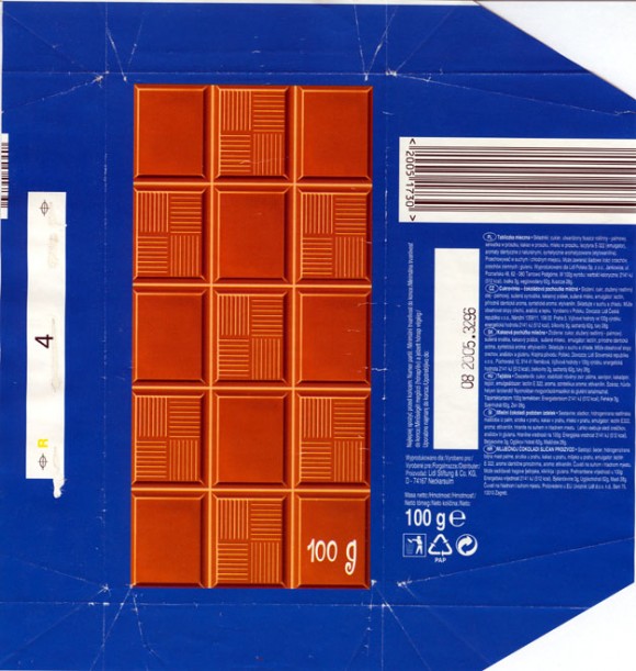 Milk chocolate, 100g, 08.2004, 
Lidl Stiftung & Co. KG, Neckarsulm, Poland