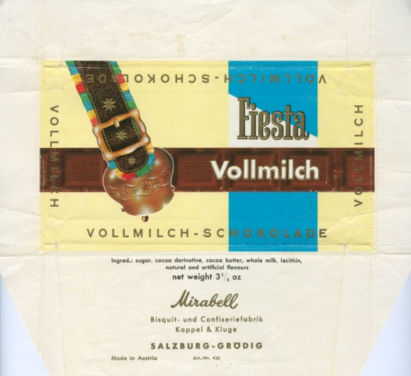 Fiesta, milk chocolate, 100g, about 1970, Mirabell, Salzburg-Grodig, Austria