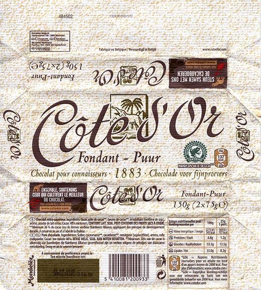 Cote d Or, pure chocolate, 150g, 21.04.2014, Mondelez International, Belgium, Mechelen