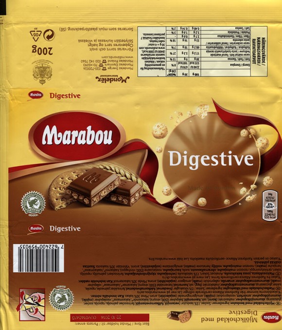 Marabou, Digestive, milk chocolate with cookies, 200g, 22.10.2013, Mondelez Sverige, Sweden