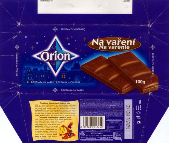 Orion, cooking chocolate , 100g, 04.2004, 
Nestle , Praha, Czechoslovakia