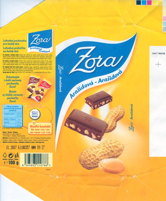 Compound tablet with crushed peanuts, 100g, 01.2006, Nestle Zora, Praha, Czech Republic