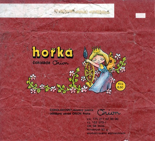 Dark chocolate, 50g, about 1988, Orion, Praha, Czech Republic (CZECHOSLOVAKIA)