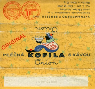 Mlecna Kofila s kavou, milk chocolate, 35g, 1960, Orion Modrany, Praha, Czech Republic (CZECHOSLOVAKIA)