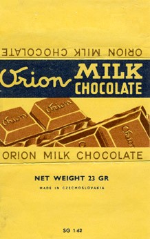 Milk chocolate, 23g, 1965, Orion Modrany, Praha, Czech Republic (CZECHOSLOVAKIA)