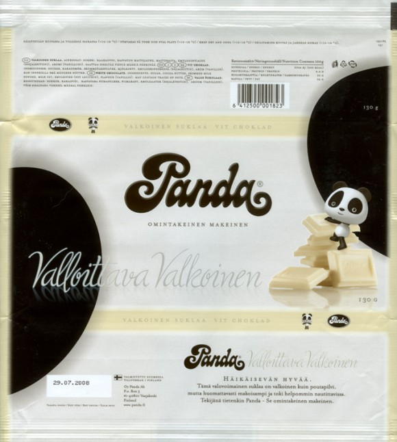 Panda, white chocolate, 130g, 29.07.2007, Panda, Vaajakoski, Finland