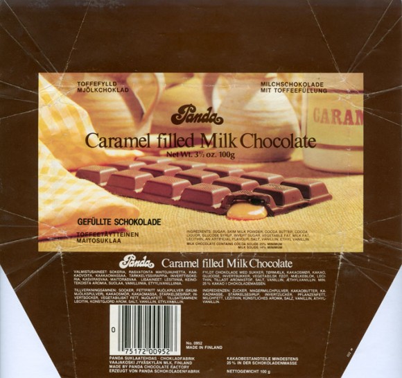 Caramel filled milk chocolate, 100g, 1984, Panda Chocolate factory, Vaajakoski, Finland