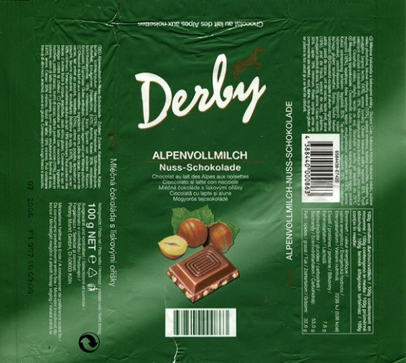 Derby, milk chocolate with nuts, 100g, 07.2005, Penny Markt GmbH, Colonia, Germany
