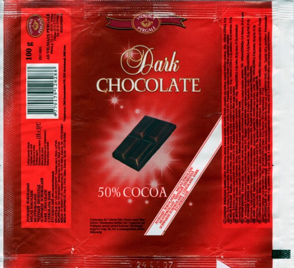 Dark chocolate, 100g, 24.01.2006, Vilnaus Pergale, Vilnius, Lithuania