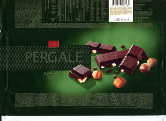 Dark chocolate with whole hazelnuts, 250g, 08.2011, Vilniaus Pergale AB, Vilnius, Lithuania