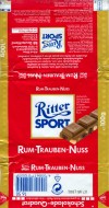 Ritter sport, rum-trauben-nuss, milk chocolate with rum, rasins and hazelnuts, 100g, 11.1989, Alfred Ritter GmbH & Co. Waldenbuch, Germany