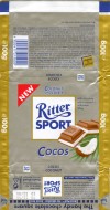 Ritter sport, cocos, milk chocolate with a coconut-milkcream filling, 100g, 11.1999, Alfred Ritter GmbH & Co. Waldenbuch, Germany