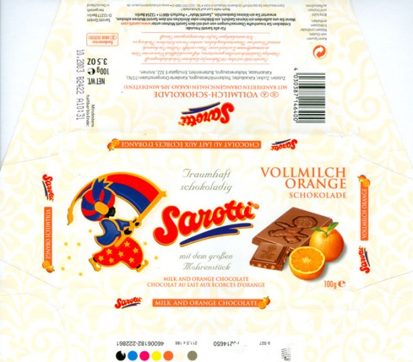 Sarotti, milk  and orange chocolate, 100g, 10.2002, Sarotti GmbH, Berlin, Germany