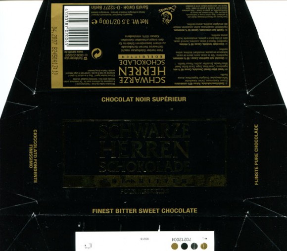 Finest bitter sweet chocolate, Schwarze herren schokolade, 100g, 04.2006, Sarotti GmbH, Berlin, Germany