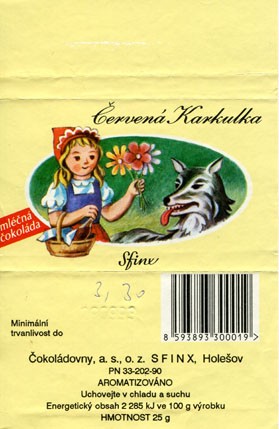 Cervena Karkulka, milk chocolate, 25g, 29.09.1992, Cokoladovny, a.s., o.z. Sfinx, Holesov, Czech Republic (CZECHOSLOVAKIA) 