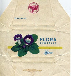 Gloksynia, Flora chocolat, about 1980, Cokoladovny, a.s., o.z. Sfinx, Holesov, Czech Republic (CZECHOSLOVAKIA) 