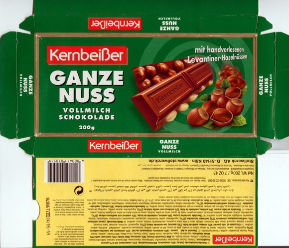 Milk chocolate with nuts, 200g, 08.2005, Stollwerck AG , Koln, Germany