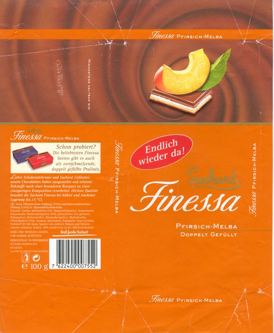 Finessa, milk chocolate with praline filling, 100g, Kraft Jacobs Suchard Schokolade GES.M.B.H., Bludenz, Austria