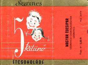 5 kitiino chocolate, about 1970, Szerencsi Csokoladegyara, Szerenci, Hungary