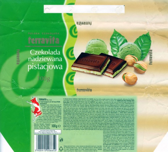 Milk chocolates with pistachio filling, 100g, 02.2006, Terravita, Poznan, Poland