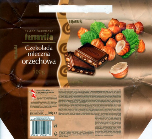 Milk chocolate with hazelnuts, 100g, 03.2006, Terravita, Poznan, Poland