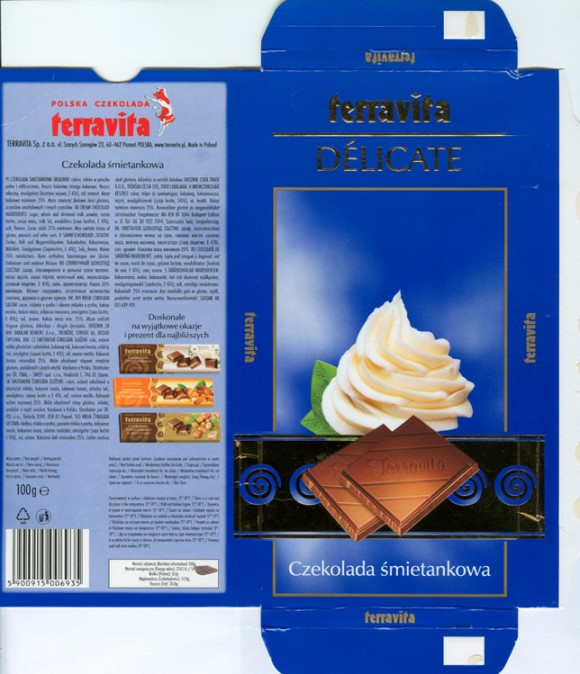 Delicate, cream chocolate, 100g, 09.2007, Terravita, Poznan, Poland