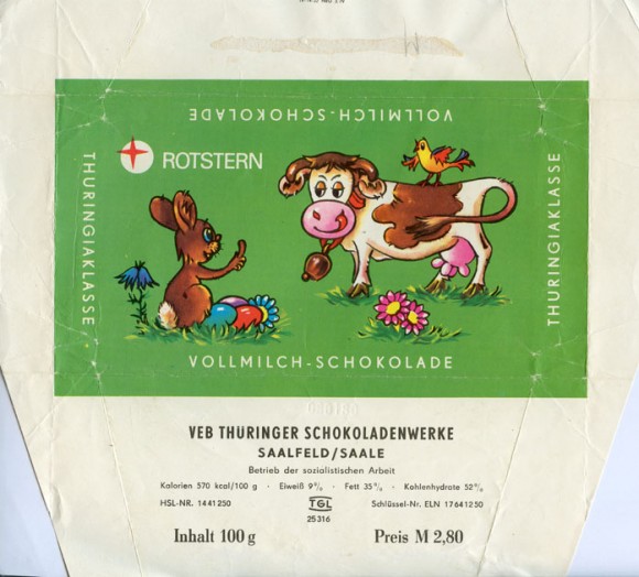 Milk chocolate, 100g, 08.01.1980, Rotstern, Saalfeld/Saale, Deutsche Demokratische Republic