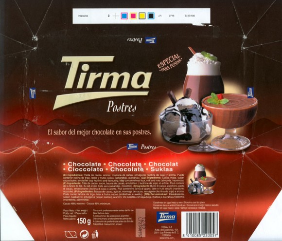 Postres, milk chocolate, 150g, 02.2008, Tirma S.A, Las Palmas de Gran Canaria, Spain