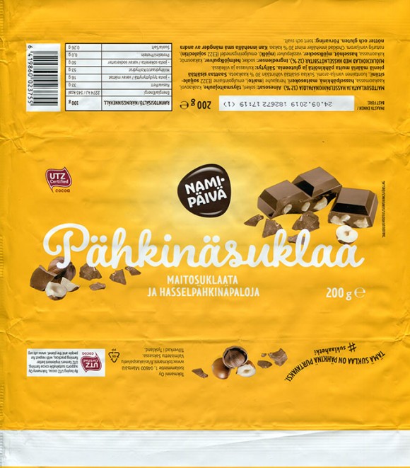 Milk chocolate with hazelnuts, 200g, 24.09.2018, Tokmanni Oy, made in Germany