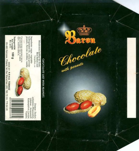 Baron, milk chocolate with peanuts, 100g, P.P.H.U. Tomasz, Karczew, Poland
