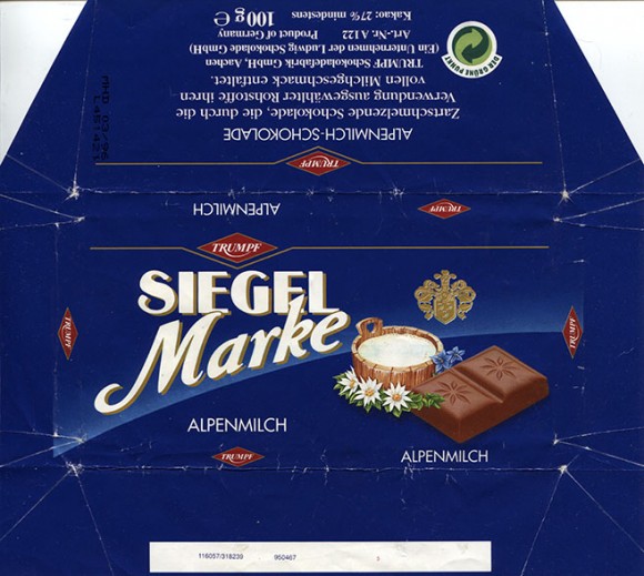 Siegel Marke, milk chocolate, 100g, 03.1995, Trumpf Schokoladefabrik GmbH, Aachen, Germany