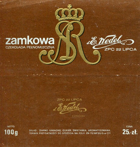 Zamkowa, milk chocolate, 100g, 27.09.1974, E.Wedel ZPC 22 Lipca, Warszawa, Poland