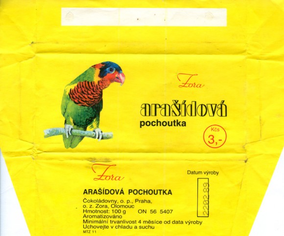Arasidova pochoutka, milk chocolate, 100g, 22.02.1989, Zora, Olomouc, Czech Republic (CZECHOSLOVAKIA)