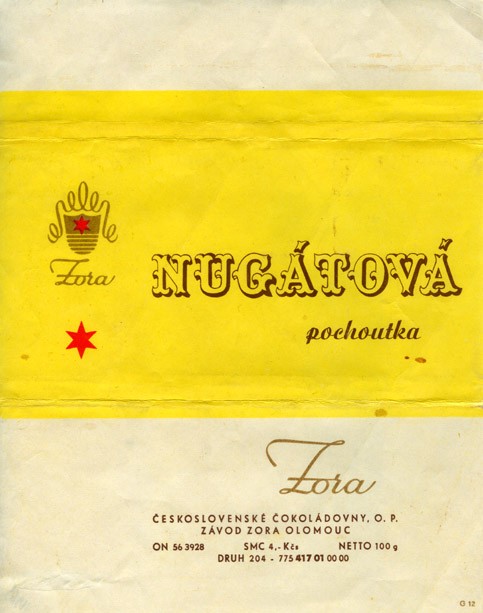 Nugatova pochoutka, milk chocolate, 100g, 1965, Zora, Olomouc, Czech Republic (CZECHOSLOVAKIA)