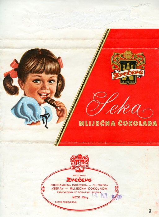 Seka, milk chocolate, 200g, 15.8.1970, Zvecevo, Croatia