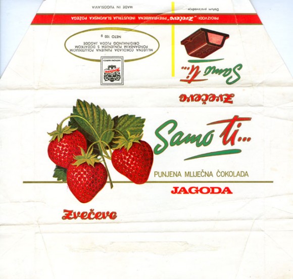 Samo ti, milk chocolate flavoured with berries, 100g, 1980, Zvecevo, Croatia (made in Yugoslavia)