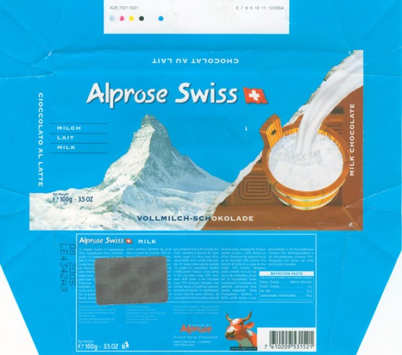 Milk chocolate, 100g, 08.2004, Alprose, Switzerland